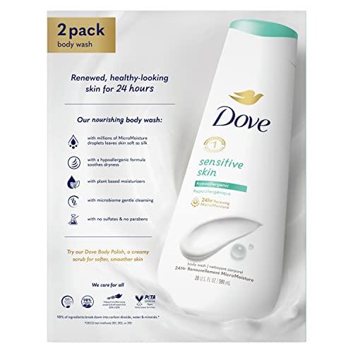 Dove Dove Body Wash Sensitive Skin 2 Count Hypoallergenic and Sulfate Free Body Wash Effectively Washes Away Bacteria While Nourishing Your Skin 20 oz