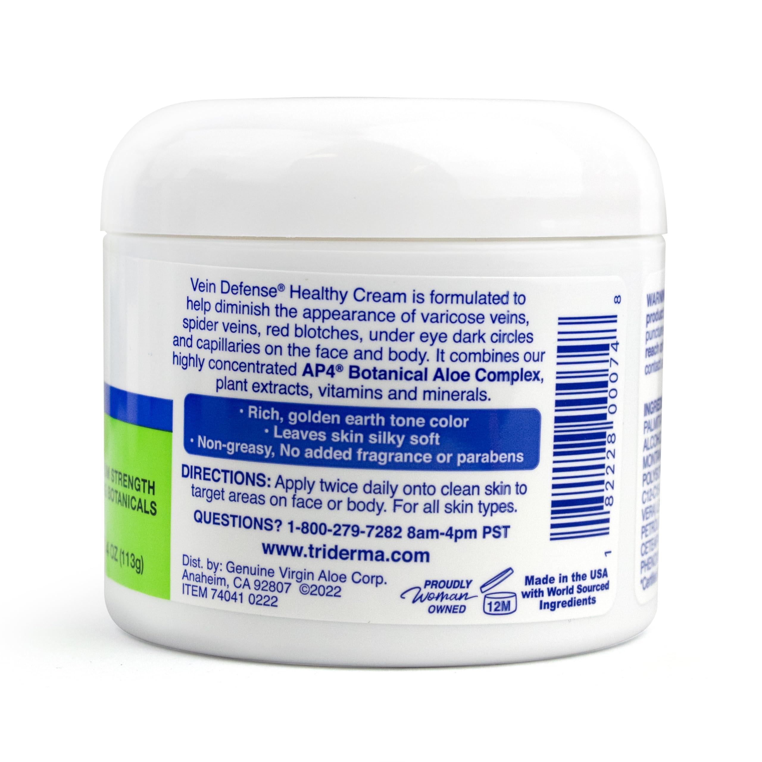 TriDerma TriDerma Vein Defense Healthy Cream, Helps Improve the look of Spider Veins, Broken Capillaries, Red Blotches and Under Eye Dark Circles 4 oz