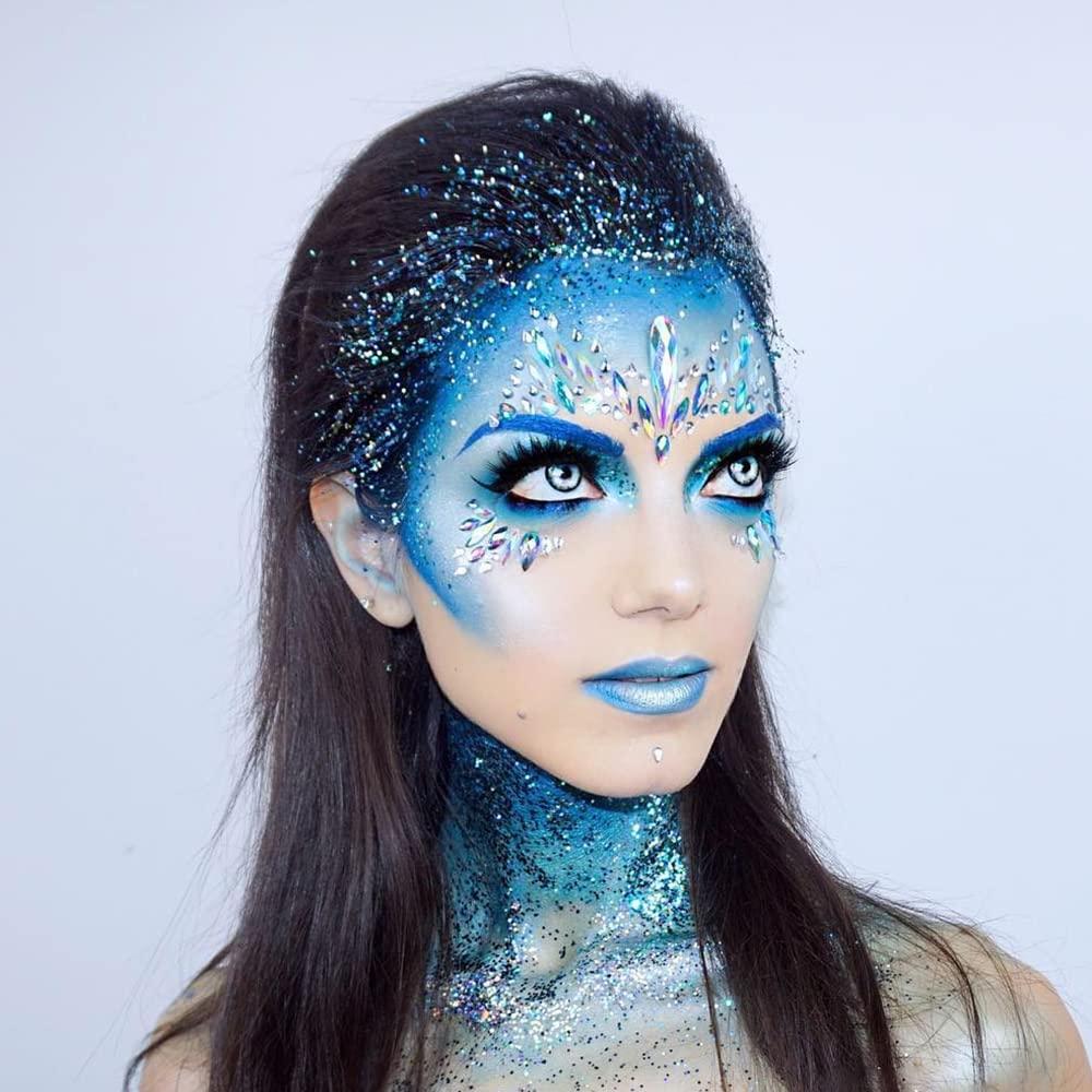 Mysense Mysense Blue Body Glitter Gel, Singer Concerts Glitter Makeup, Music Festival Rave Eye Hair Accessories, Chunky Glitter Mermaid Sequins, Sparkling Face Paint for Women, 30g