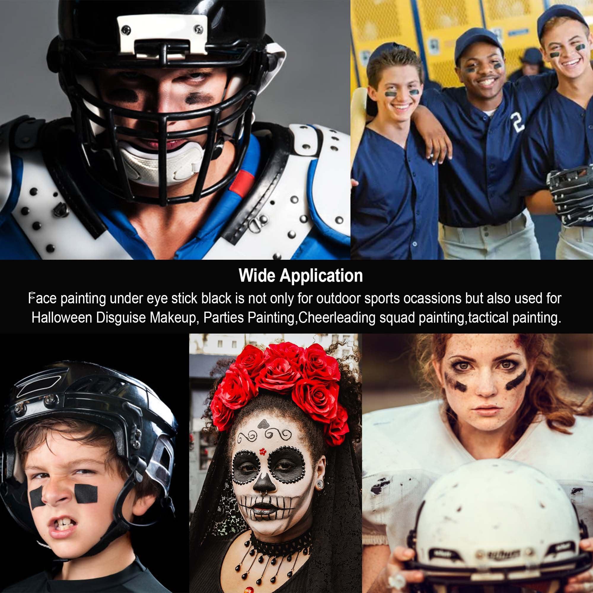 Wismee 2pcs Black Eye Black Stick, Anti-Glare Under Eye Black Sports Grease Stick for Baseball Softball Soccer Lacrosse Hockey Athletes Sports Training, Sports Eye Black Stick