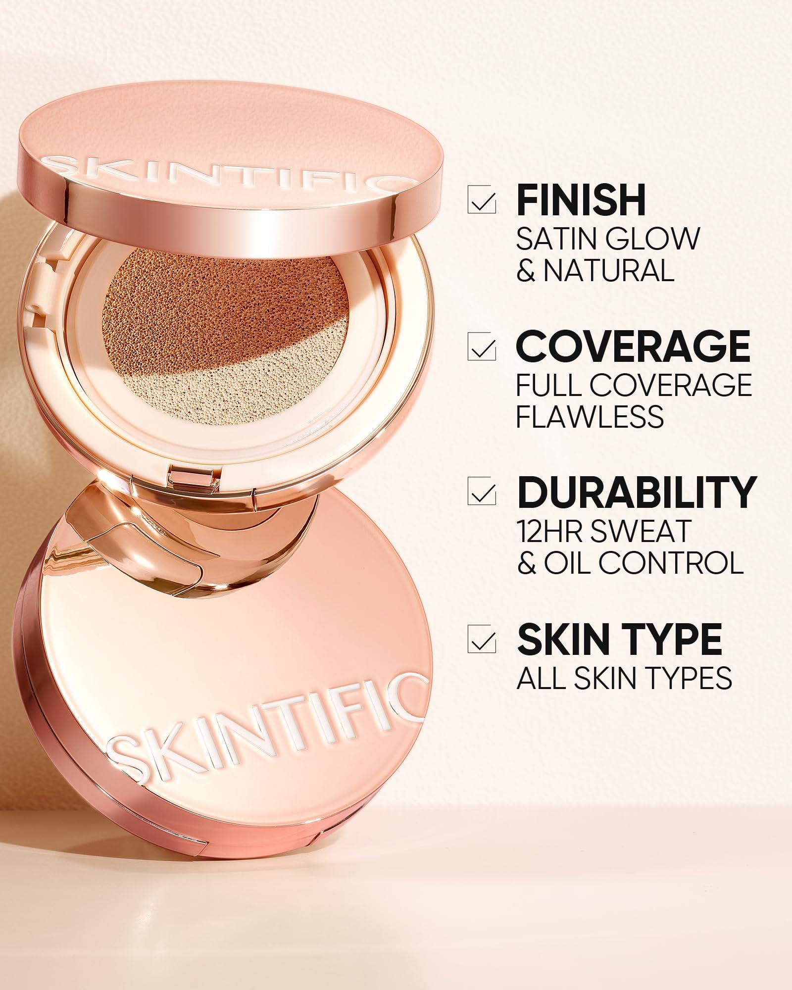 SKINTIFIC SKINTIFIC Cushion Foundation | Cover All Perfect Air Cushion | SPF 35 PA++++ | Oil-Control Waterproof Fondation Sweatproof Matte Finish Poreless Foundation Flawless BB Cream CC Cushion Makeup