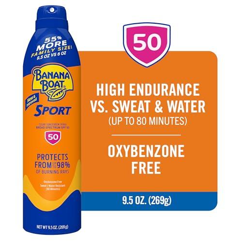 Banana Boat Banana Boat Sport Ultra SPF 50 Sunscreen Spray, 9.5oz | Banana Boat Sunscreen Spray SPF 50, Oxybenzone Free Sunscreen, Spray On Sunscreen, Water Resistant Sunscreen, Family Size Sunscreen, 9.5oz