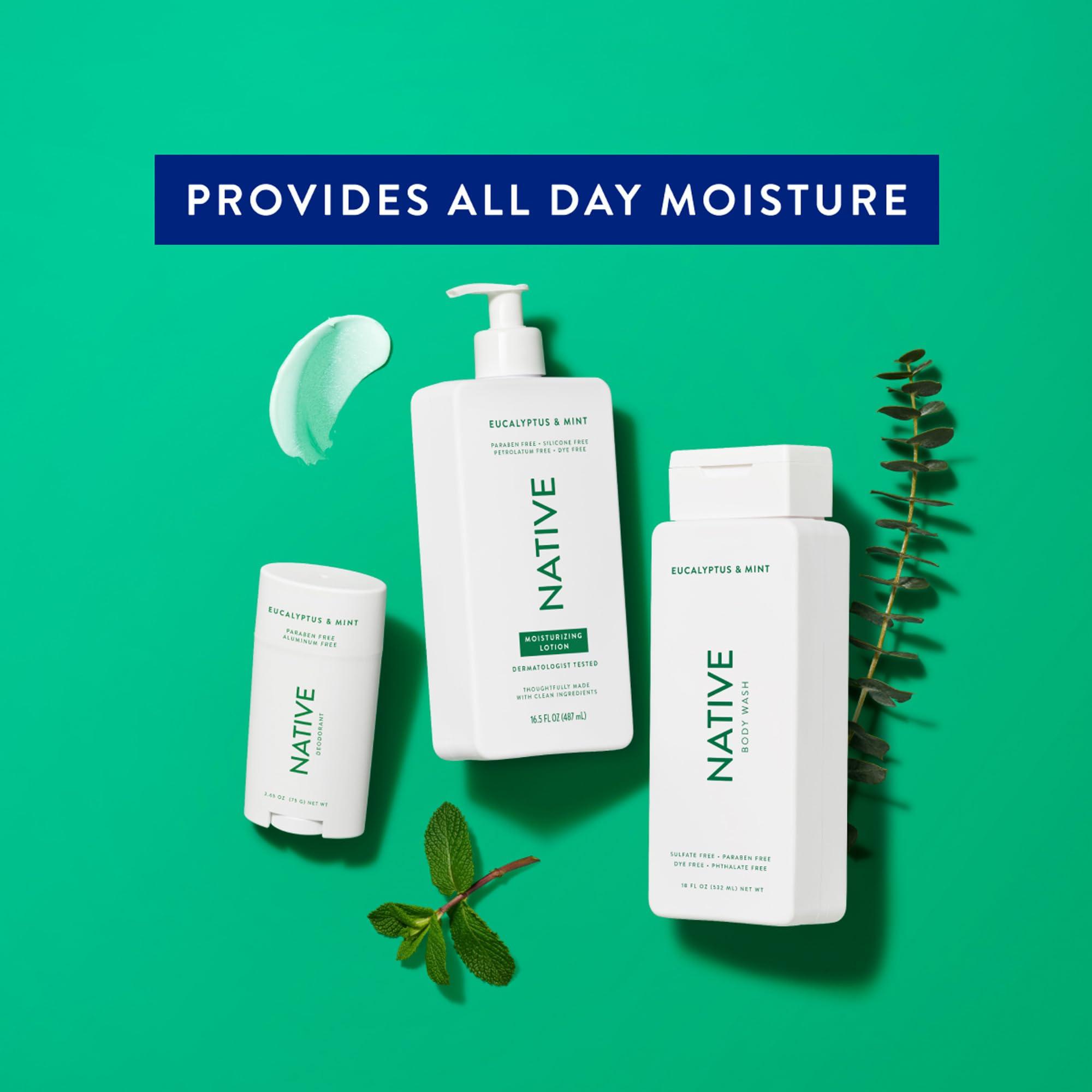 Native Native Body Lotion Contains Naturally Derived Plant-Based Moisturizers for Women and Men | Restores Dry Skin, Eucalyptus & Mint, 16.5 fl oz