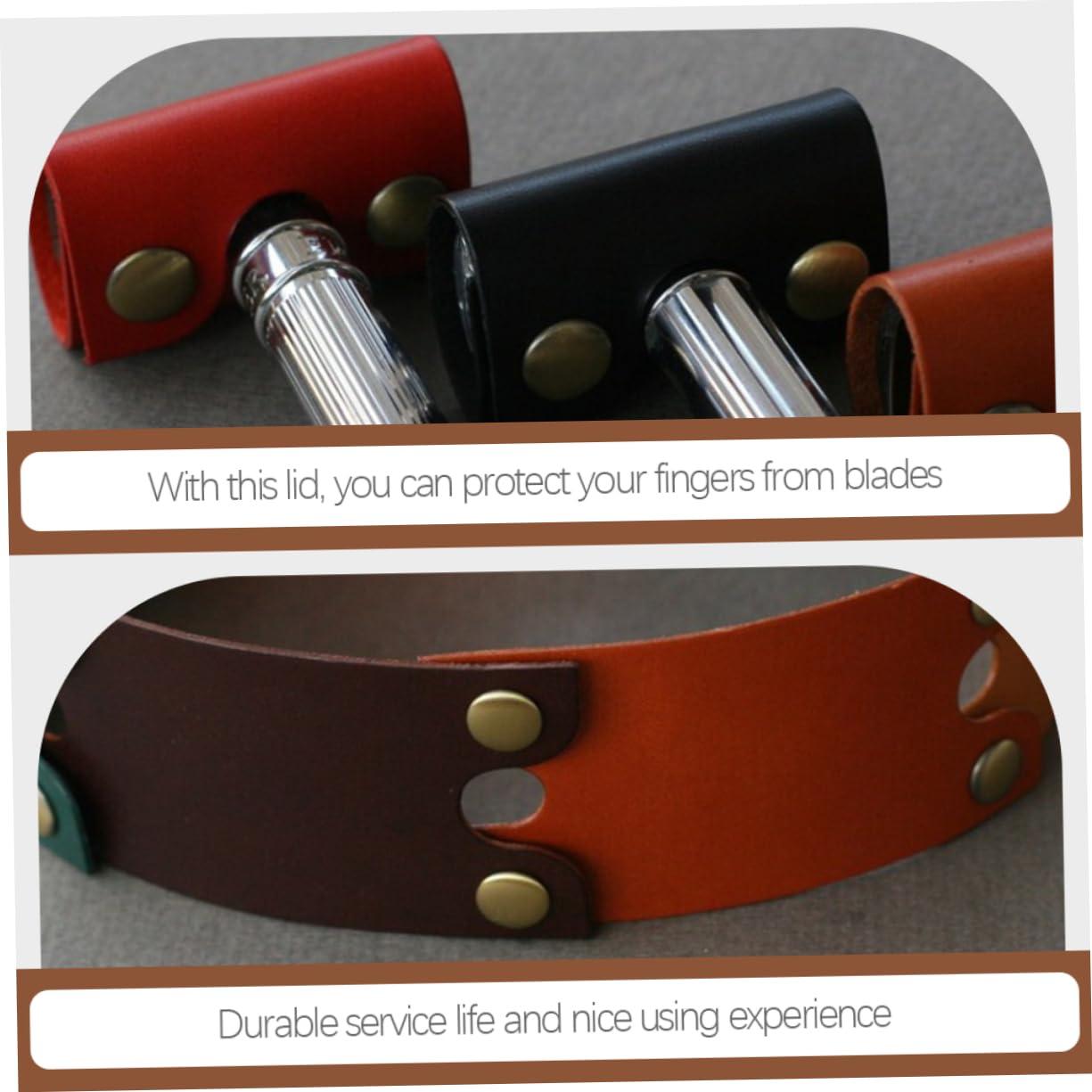 Mikinona Mikinona Safety Razor Covers 3pcs Razor Sleeve for Men Protective Cover Compact Travel Case Red Black Brown