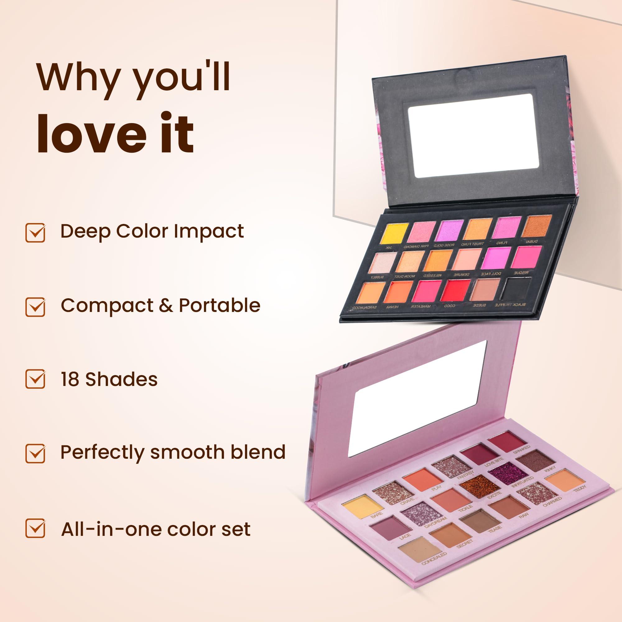 HUDA GIRL HUDA GIRL Beauty Rose Gold Remastered + Nude Edition Eyeshadow Palette Combo Kit - 36 Matte and Shimmer Finishes, Includes Black Eyeshadow - Complete Eye Shadow Palette Set