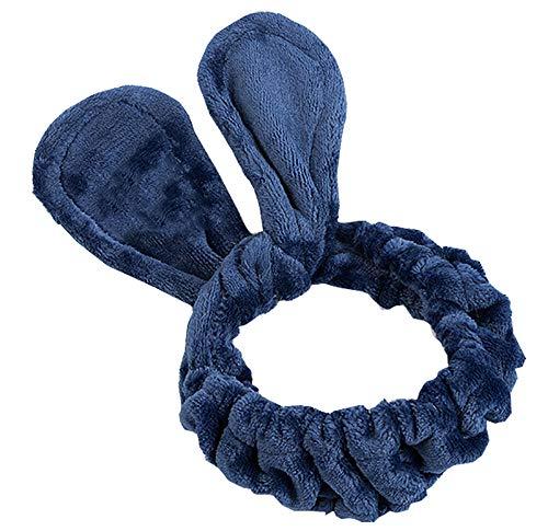 BesYouSel 9 Pieces Spa Headbands Adjustable Coral Fleece Hair Band Bunny Ears Soft Towel Hair Band Makeup Head Band Coral Fleece Head Wrap for Women Girls Washing Face Shower Sports(Blue, Black and White)