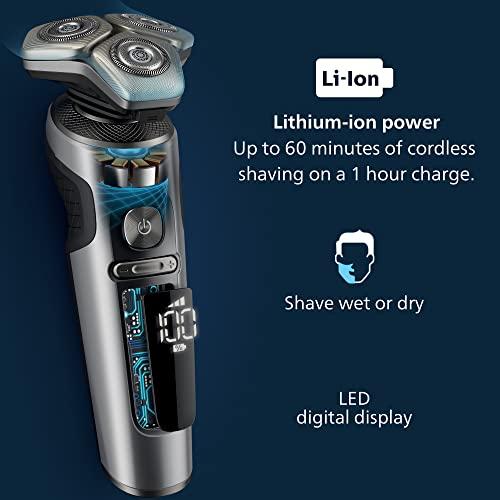 Philips Norelco Philips Norelco Shaver Series 9000 Prestige, Wet and Dry Electric Shaver, Lift & Cut Shaving System, SenseIQ Technology, Precision Trimmer, Cleaning Pod, Premium Pouch, Black Matte, Model SP9840/90