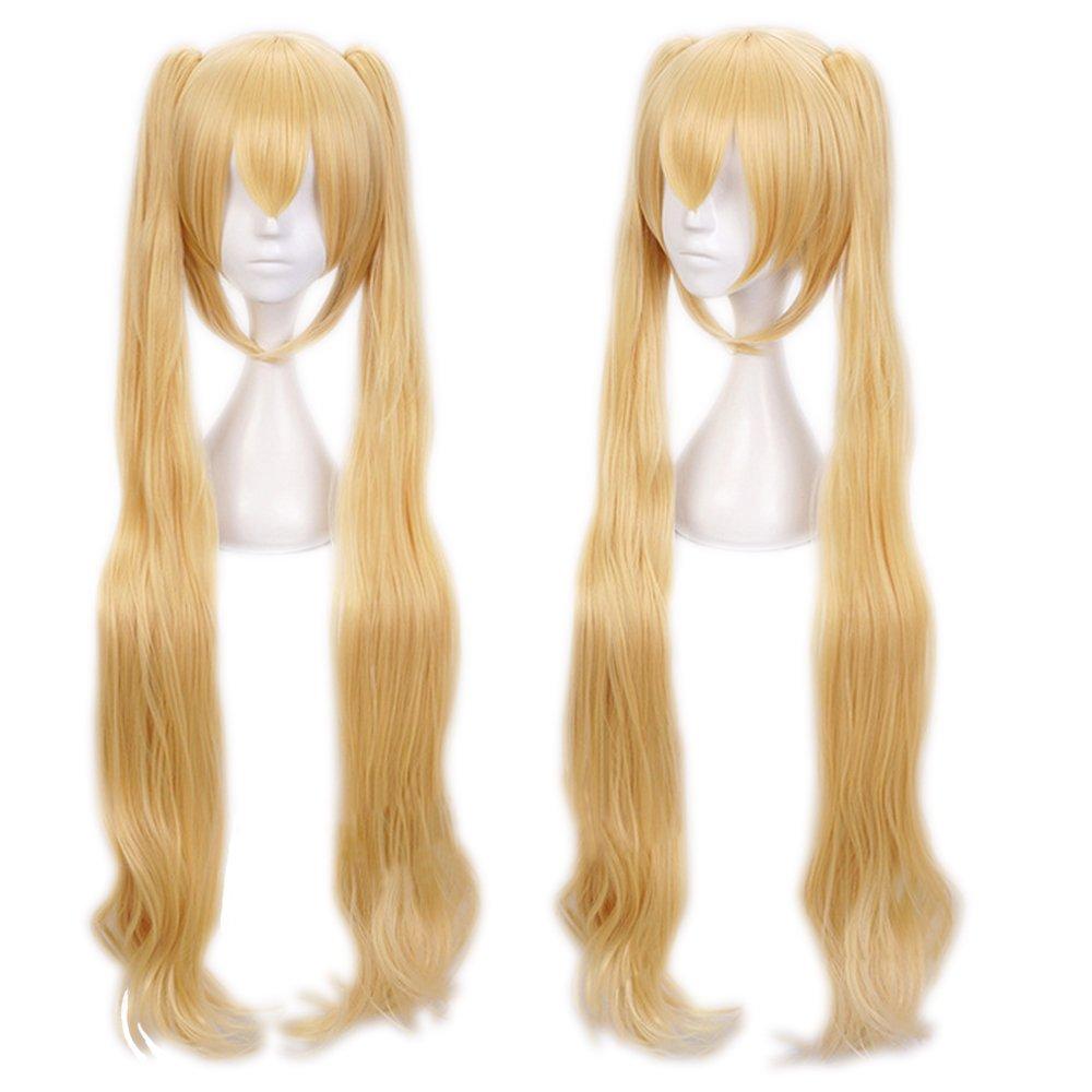 magic acgn magic acgn Long Wave Blonde with Two Clip For ladies girls Cosplay Wig Halloween Wig ?