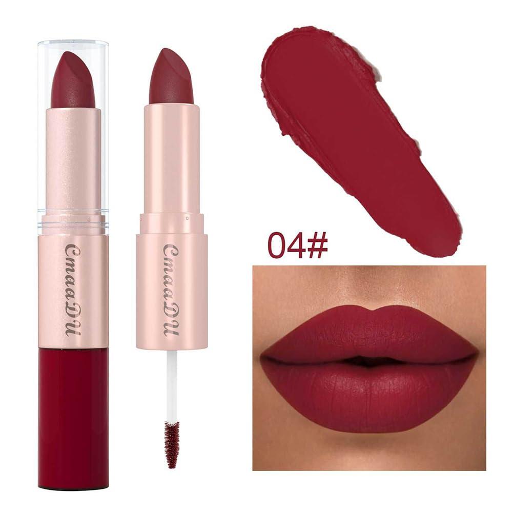Adurello Adurello 2-In-1 Matte Lipstick and Lip Gloss 3Pcs Set Kit Waterproof Long Wear Matte Red Lipstick with Lip Tint Set, Matte Finish (A(4,5,6))