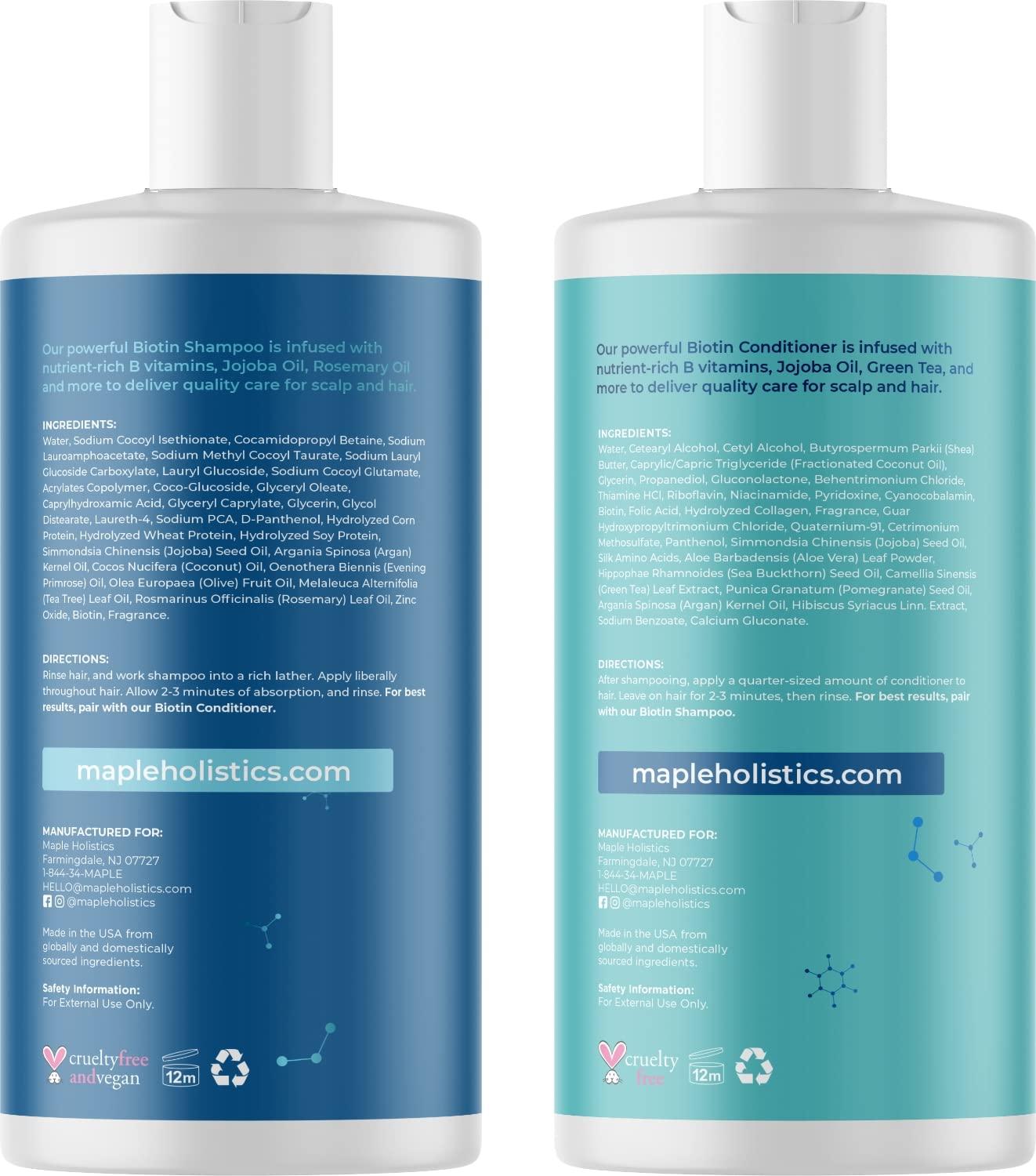 Maple Holistics Hair Growth and Thickening Set for Women and Men - Biotin Infused Shampoo, Conditioner, and Hair Thickening Serum with Castor and Rosemary Oil