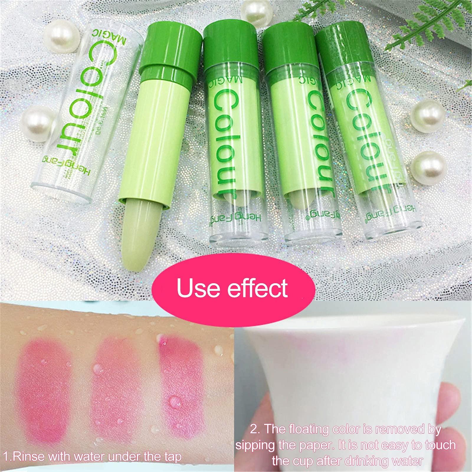 ZITIANY Clove And Hallow Lip Gloss Aloe Magic Lips Gloss Nutritious Change Long Color Balm Lasting Lip Lip Temperature Moisturizer Lipstick (Green) Watermelon Lip Balm