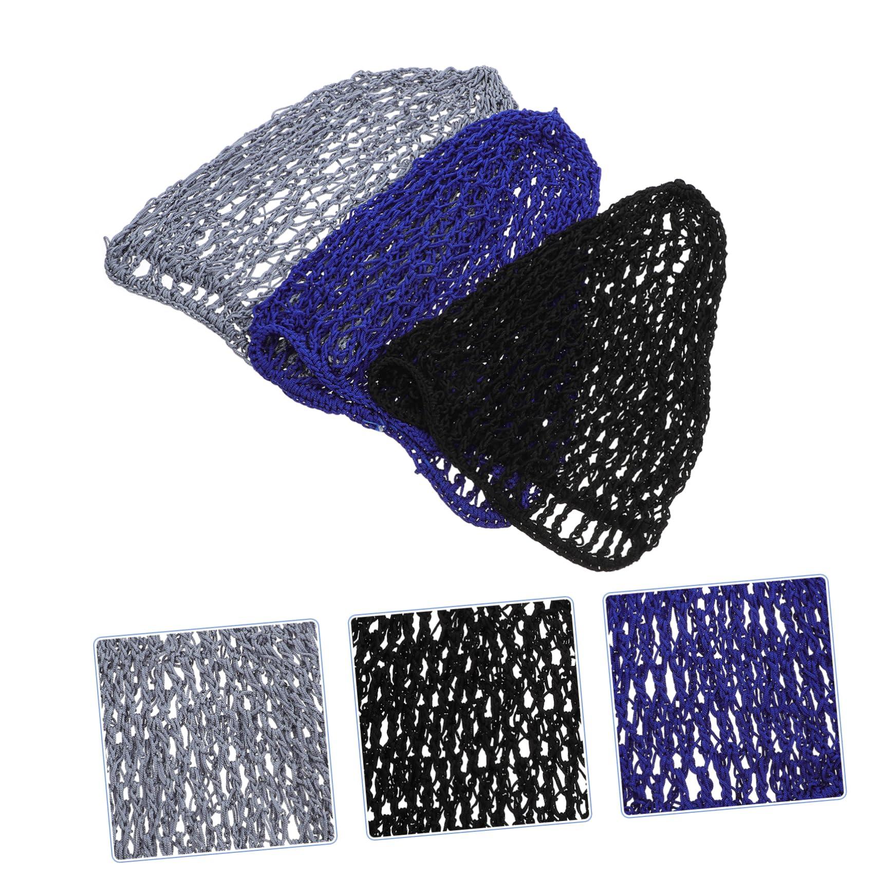 Beatifufu Beatifufu 3Pcs Mesh Crochet Hair Nets for Women Sleep Bonnet Hair Nets for Women Night Sleep Hair Caps Elastic Fit Protect Shape Hair Black Grey Navy