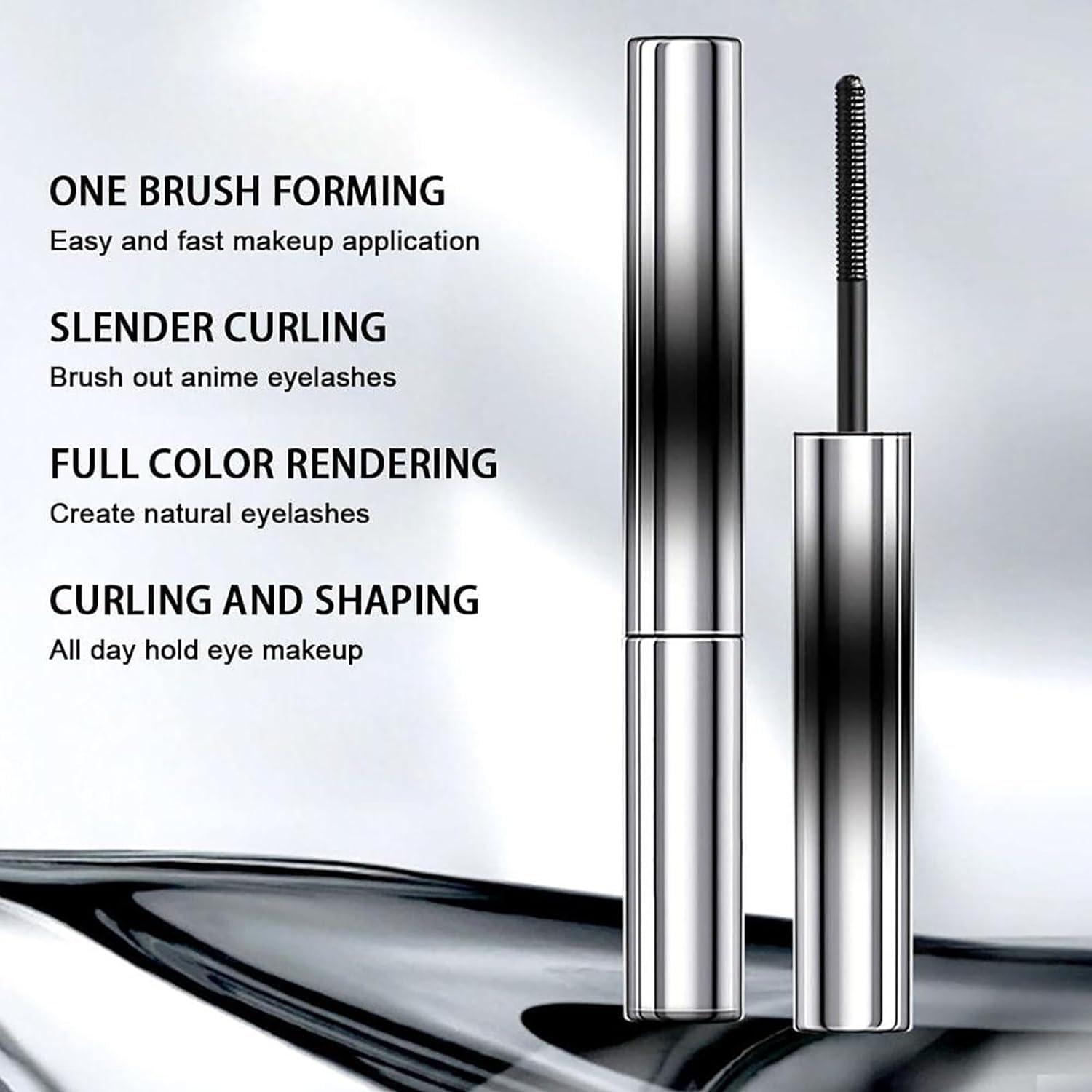 BACIOKIS Iron Wand Mascara,Bristleless Metal Rod Mascara3D Curling Eyelash Iron Mascara (Black+Brown)