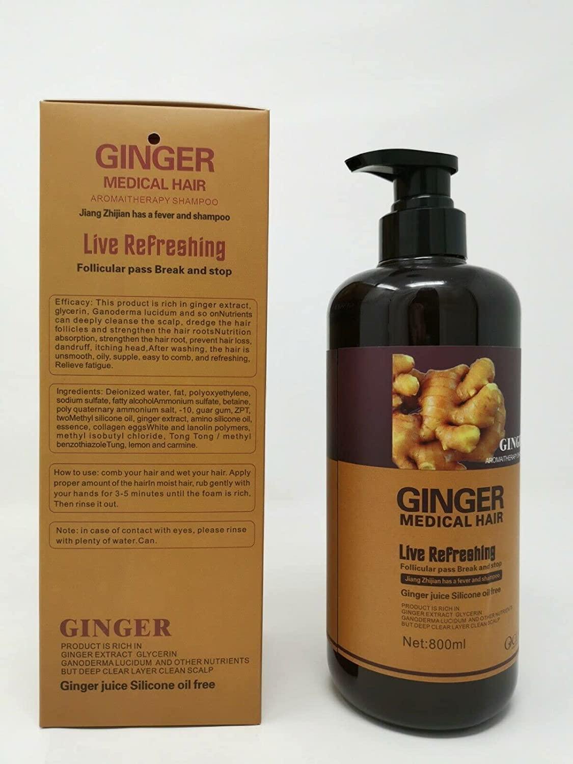 Generic GINGER MEDICAL HAIR SHAMPOO, Promotes Hair Strength & Thickness with increased volume & reducing breakage (800 ML) WITH HERBAL INGREDIENTS (Shampoo), 27.0 Fl Oz, 1