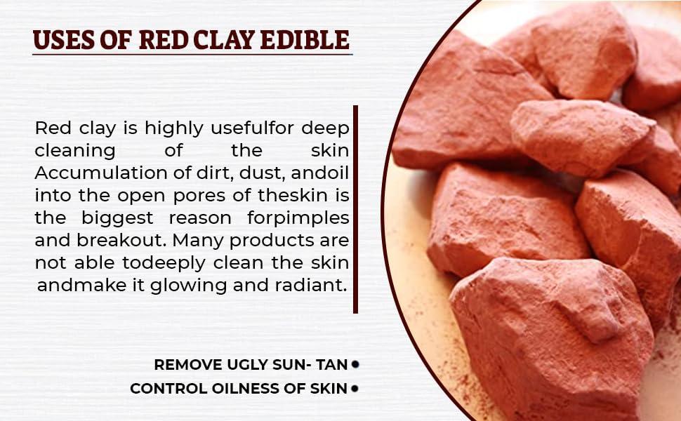 AEJESOP AEJESOP Red Clay, Edible Clay Chunks, Natural Clay, Organic Clay, Clay Mask, Natural Mud Mask - wt. 7 oz (200gm)