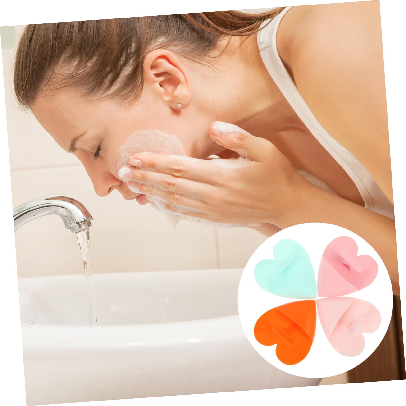 SOESFOUFU SOESFOUFU Manual Face Cleansing Brush Set 4pcs Love Heart Design for Deep Pore Cleaning