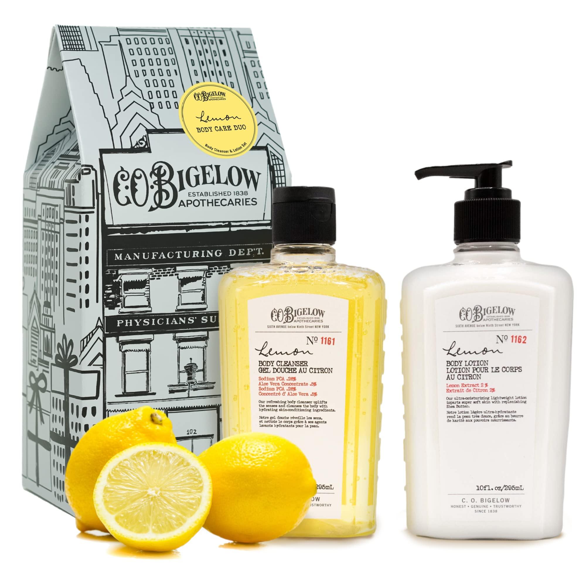 C. O. Bigelow C.O. Bigelow Apothecary Duo, Lemon Body Care Gift Box with Body Soap & Lotion, Gift Set of Two - Moisturizing Lotion & Liquid Hand Wash for Dry Skin - 10fl oz Each