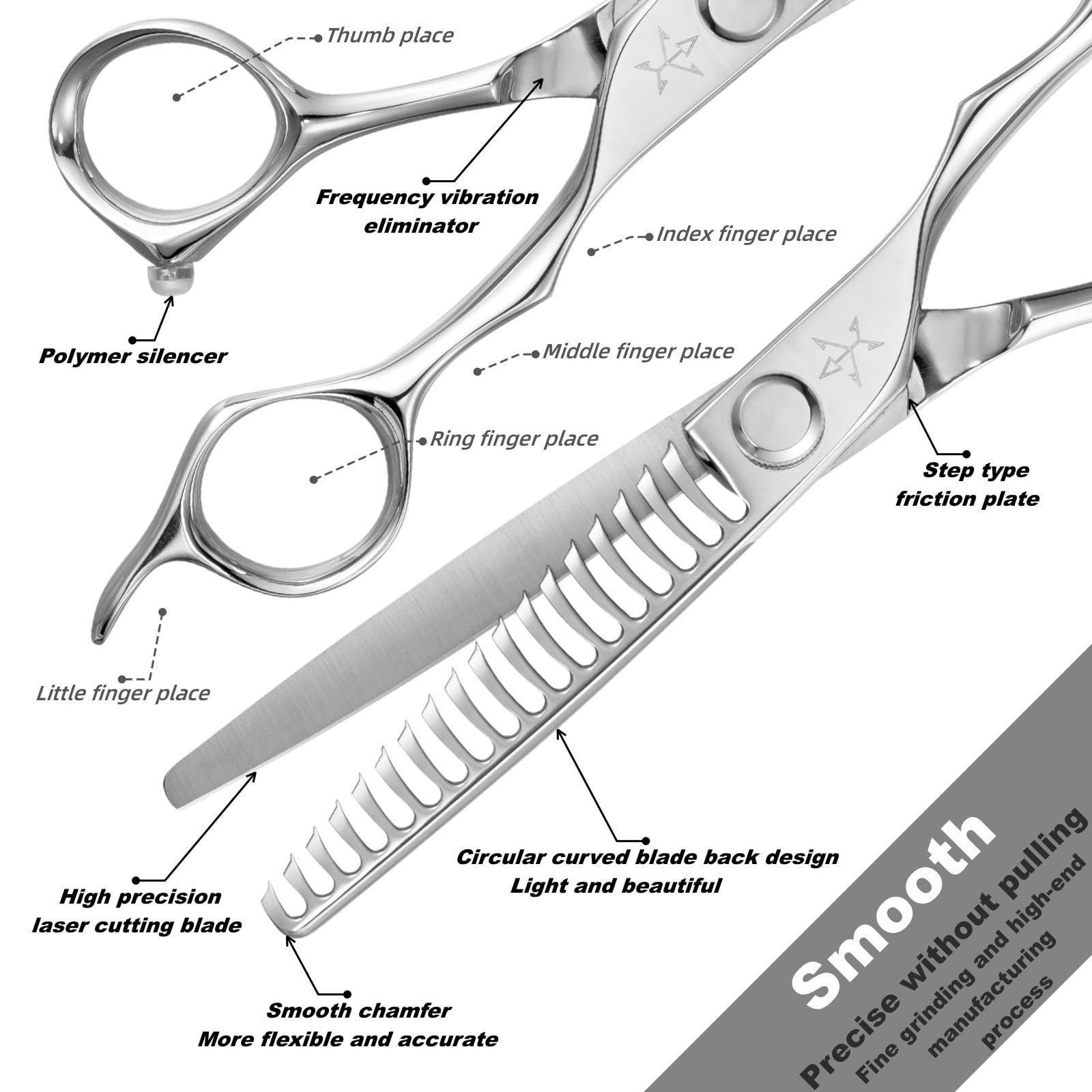 Fengliren Fengliren High-end Professional Hair Thinning Scissors Hair Cutting Teeth Shears Barber Hairdressing Texturizing Scissors Extremely Very Sharp 6.3 Inch 440C Stainless Steel For Men Women Salon & Home