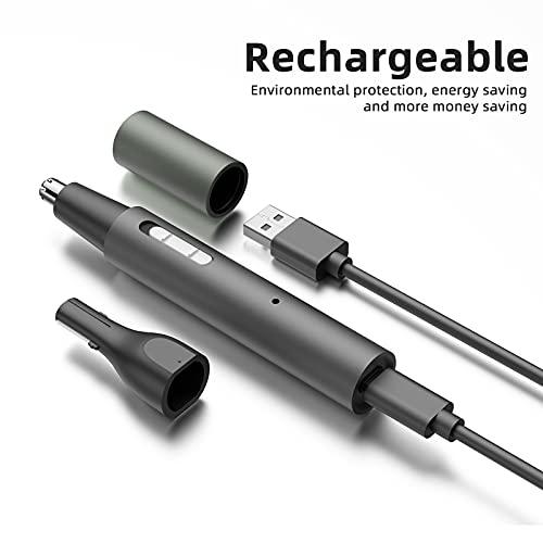 Beaport Nose Hair Trimmer and Eyebrow Trimmer, Rechargeable Professional Painless Eyebrow Razor for Ear Beard Hairline, 2 in 1 Metal Trimming Tool, Black