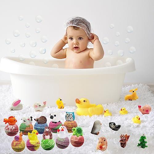 Joanne Arden Organics Kids Bath Bombs Gift Set. 20 Natural Bath Bombs with Toys Inside & Farm Playmat. Animal Bath Bombs for Boys and Girls with Prize Inside