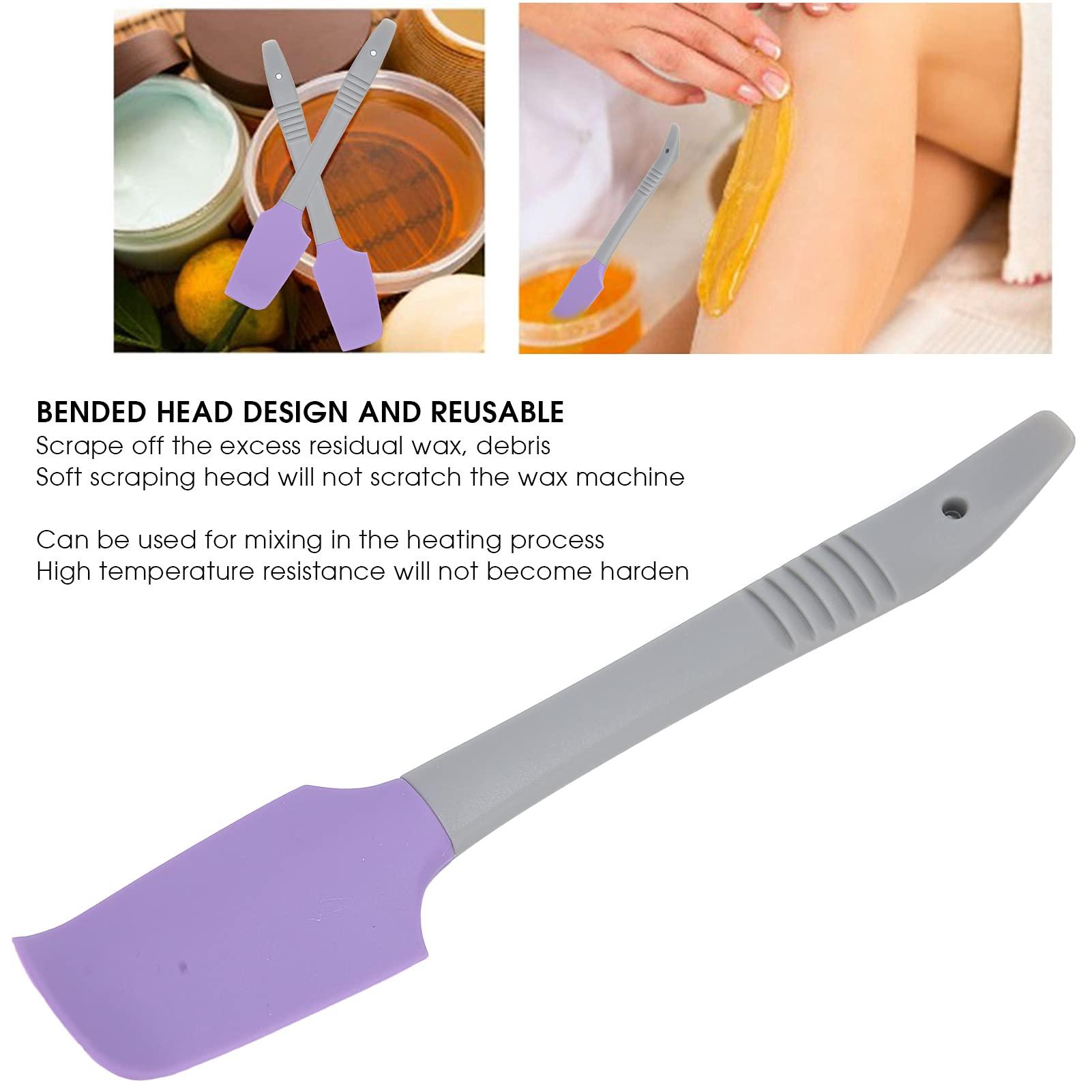 TIKATARER Silicone Wax Spatulas Waxing Applicator, High Temperature Resistant Wax Spatula For Wax Heater Waxing Sticks with Non Slip Handle for Skin Waxing Treatment (Purple)