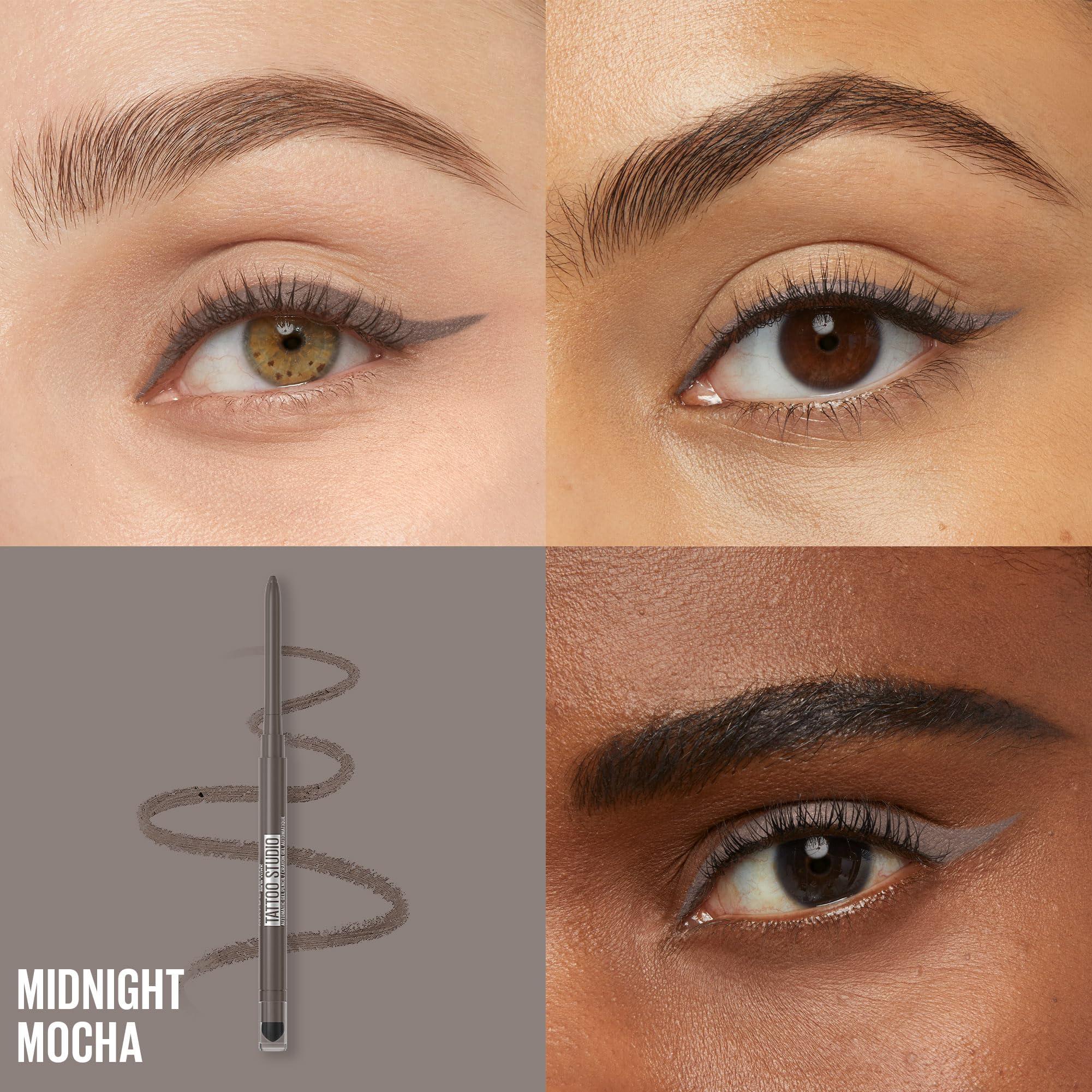 Maybelline New York Maybelline Tattoo Studio Automatic Gel Pencil Waterproof Eyeliner, Blendable, Smudge Resistant, Matte Eyeliner For Up To 36HR Wear, Midnight Mocha (Smokey Gray), Packaging May Vary