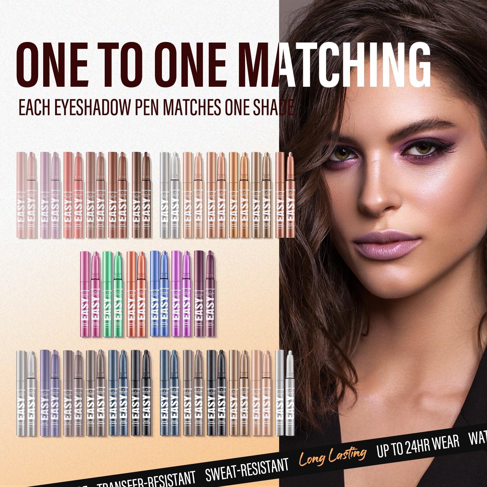 LANGMANNI LANGMANNI Eyeshadow Stick, 6 PCS Waterproof Multi-Color Eyeshadow Pen Set, Creamy Long-Lasting Eye Makeup Kit, Natural & Shimmer Shades Contour Stick, Perfect Gifts For Women (#B)