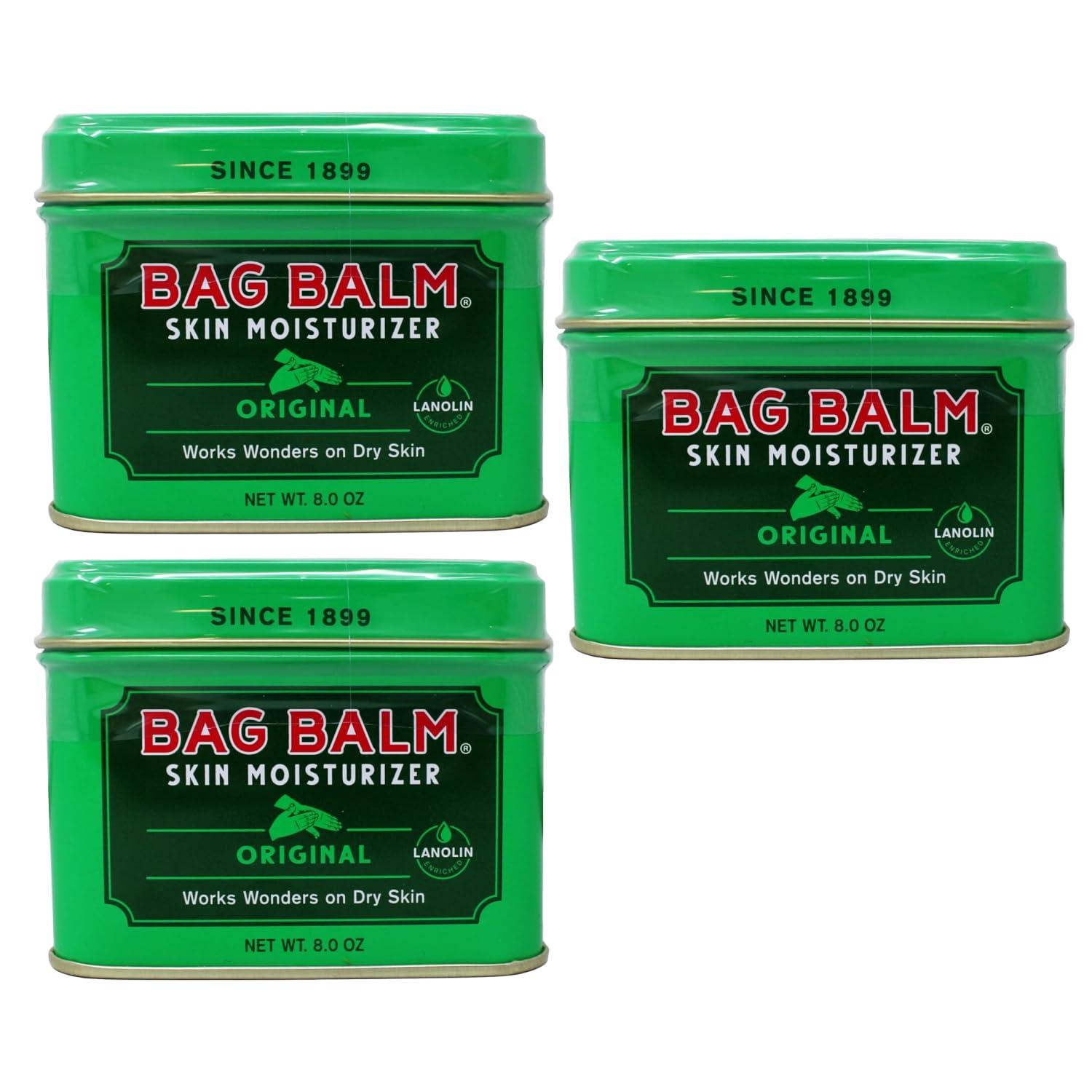 Bag Balm Bag Balm Vermont's Original Hand Moisturizer, Hand Balm for Dry Skin, Cracked Hands, Heels & Dry Hands Treatment, For Dogs and More Ointment, Lotion - 8oz Tin, 3 Pack