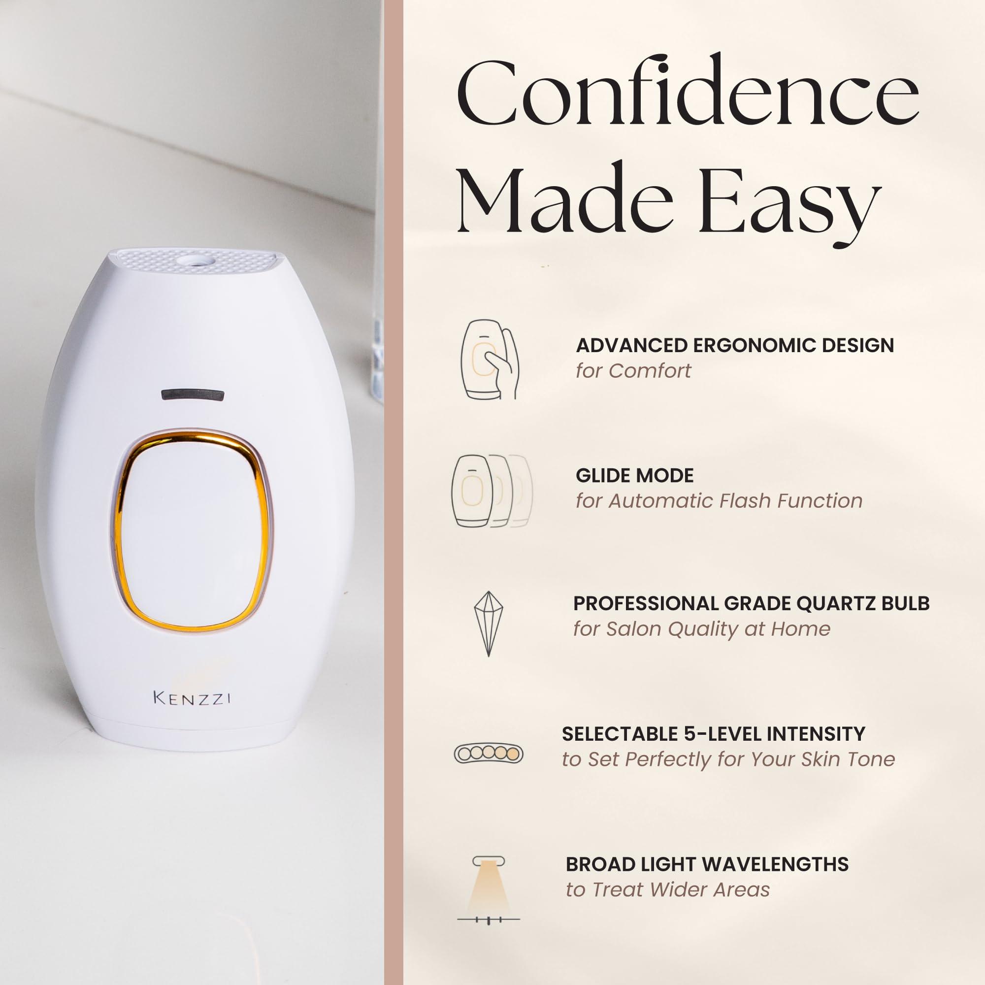 KENZZI Kenzzi IPL Hair Removal Handset for Women & Men: Pain-Free & Long-lasting Solution for Body & Face Hair Removal, An Alternative to Salon Laser Hair Removal Treatments, Permanent Results
