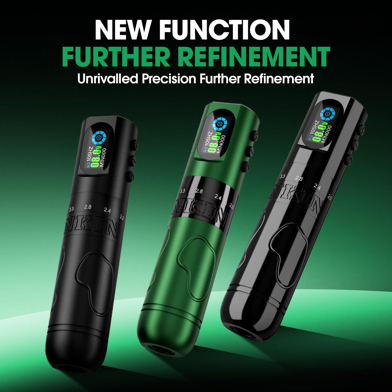 INKin INKin Tattoo Gun Kit, Inkflexo Wireless Tattoo Machine with 6 Adjustable Strokes 2.0mm - 4.2mm Rotary Tattoo Pen Kit with 2Pcs Batteries 1600mAh Power Supply OLED Display for Beginners and Artists