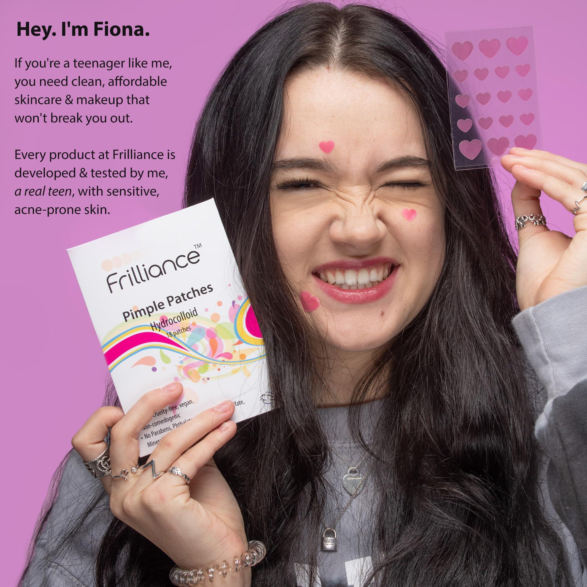 Frilliance Frilliance Pink Heart Shaped Hydrocolloid Acne Pimple Patches for Zits and Blemishes (18 Count, 2 Sizes) Spot Treatment Stickers for Face & Skin, Vegan and Cruelty Free