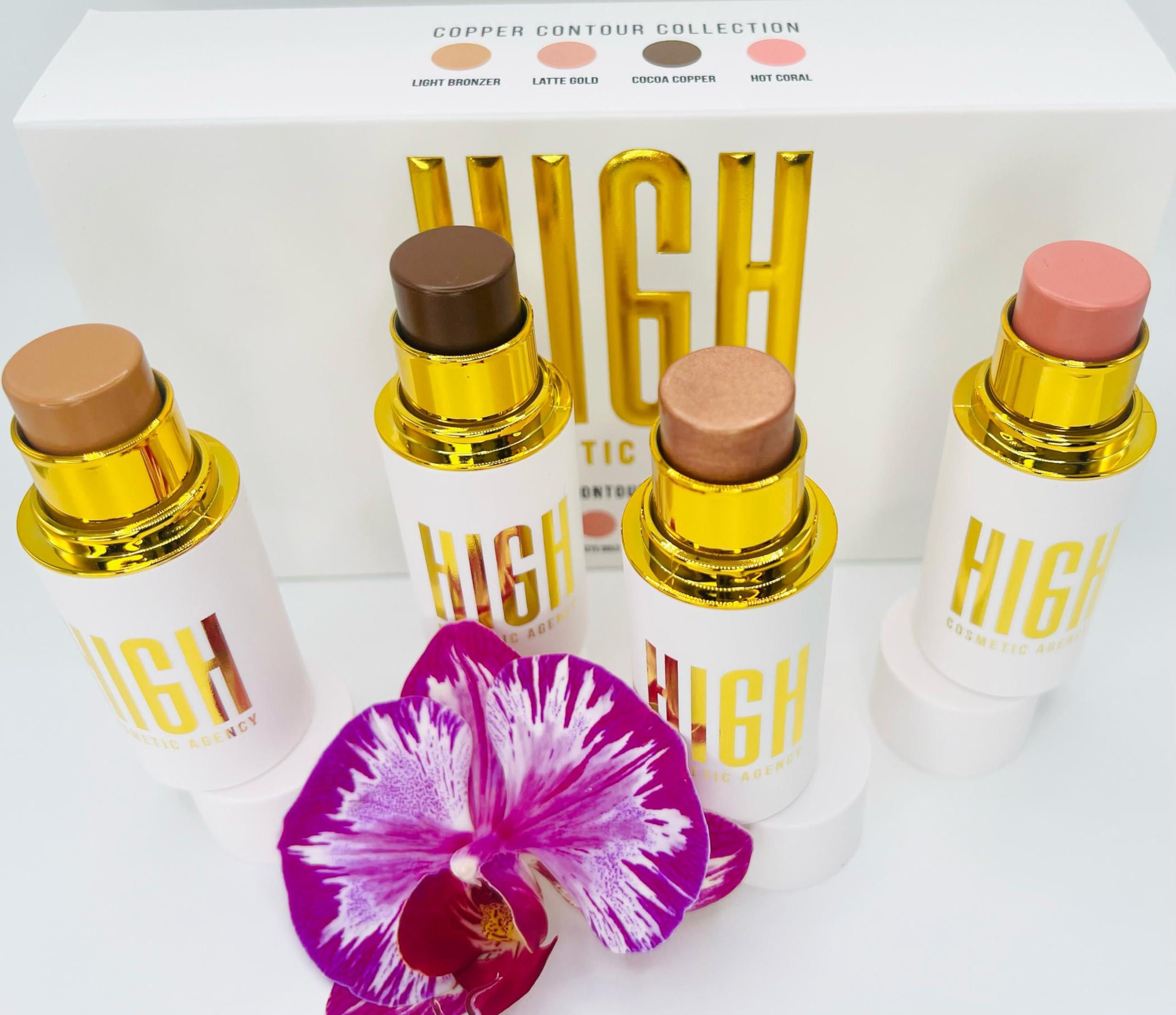 HIGH COSMETIC AGENCY LUXURY COOPER CONTOUR COLLECTION, luxury contour collection set, Copper Luxe Contour Stick Set,Opulent Copper Contour Collection,Gleaming Copper Contour Kit, Radiant Copper Contour Cream Set