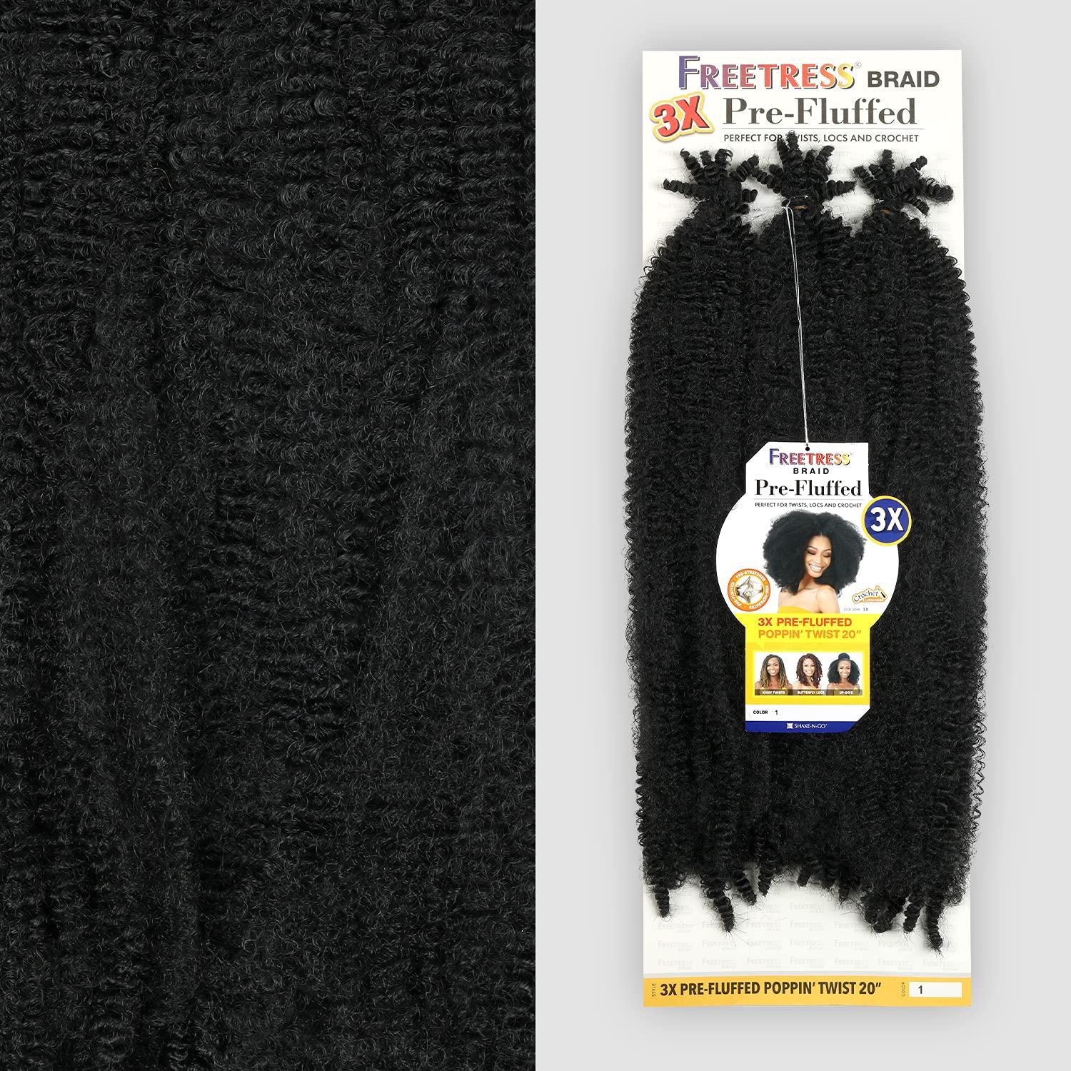 Fisher-Price SHAKE N GO FreeTress Crochet Braids 3X Pre-Fluffed Poppin Twist 20 inch (3-PACK, T27)