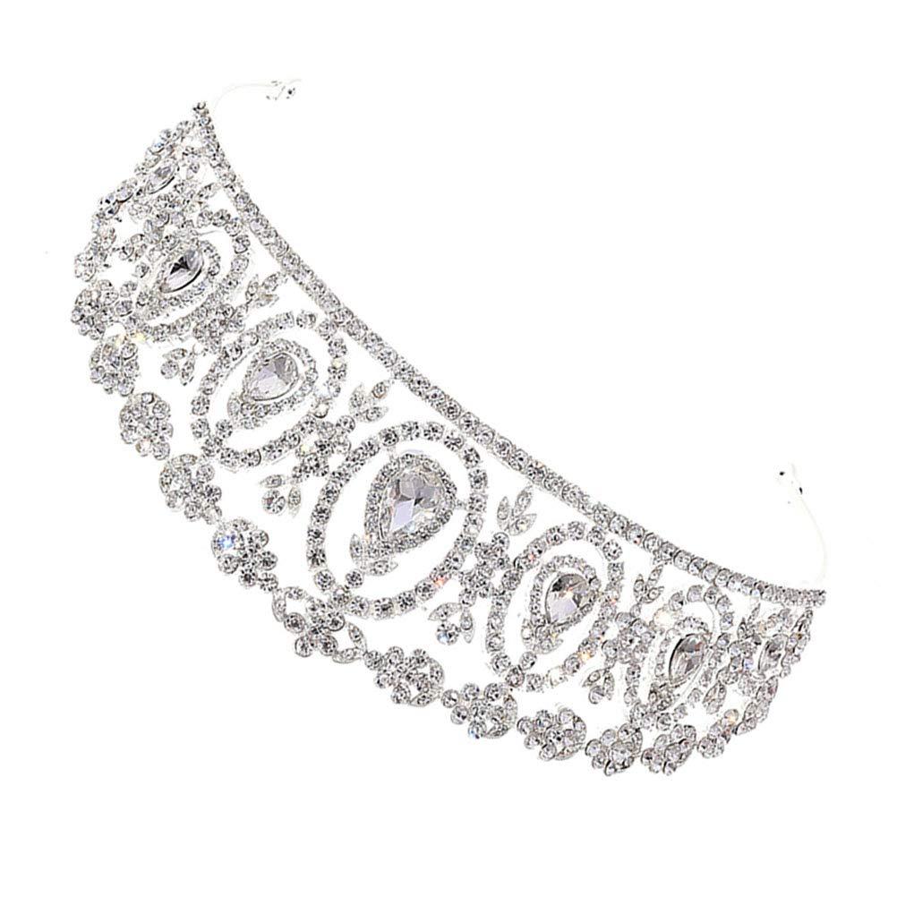 Beaupretty 1PC Baroque Bridal Crown Rhinestone Crystal Crown Tiara Birthday Crown Pageant Hair Accessories Wedding Hair Accessories for Women (Silver Rhinestone)