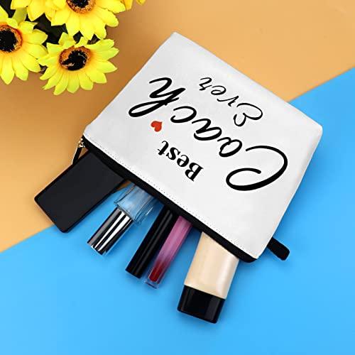 Mikela Coach Gifts Coach Appreciation Gift Makeup Bag Coach Thank You Gifts Cosmetic Bag for Women Birthday Thanksgiving Christmas Gift for Coach Teacher Soccer Cheer Volleyball Swim Dive Coach Travel Pouch