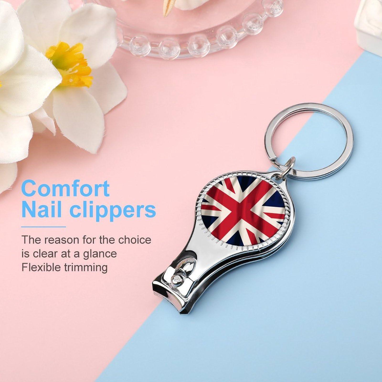 XKAWPC Union Jack Flag UK United Kingdom Fingernail Clipper with Nail File Metal Nail Clippers Portable Nail Cutters