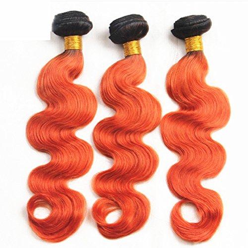Ruma Hair Ruma Hair 8A Two Tone #1B/350 Orange Dark Root Ombre Brazilian Soft Virgin Human Hair Weave 3 Bundles With Body Wave Ear to Ear 13x4 Full Lace Frontal Closure Natural Hairline 4Pcs Lot (22+22 24 26)