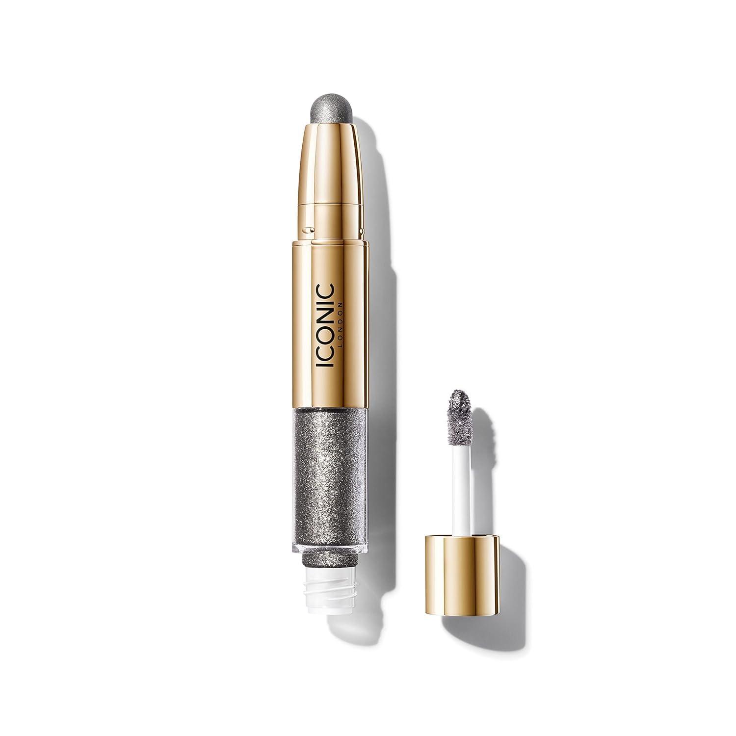 ICONIC LONDON ICONIC LONDON Glaze Crayon | Dual Ended Eyeshadow Stick for Sparkling, Wet-Look Glazed Effect, Cruelty Free, Vegan Makeup, Onyx (Gunmetal) 0.92 oz