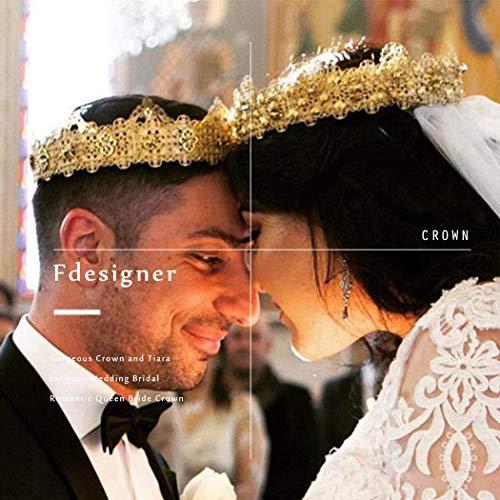 Fdesigner Fdesigner Baroque Wedding Crown Crystal Bride Crowns and Tiaras Vintage Queen Pearl Headpieces Prom Bridal Flower Hair Accessories for Women and Girls (Silver ?)