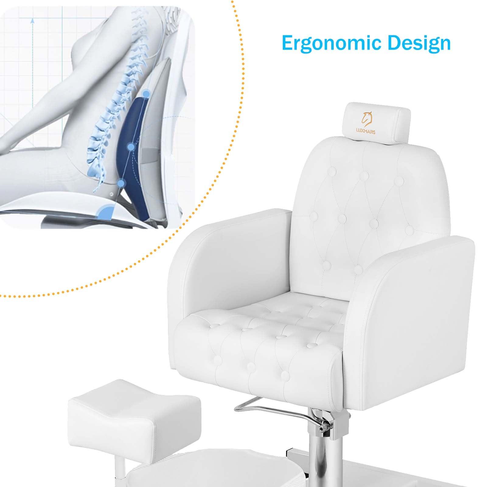 EtherealZYF EtherealZYF Pedicure Chair Station with Stool, 360 Rotation Hydraulic Reclining Pedicure Chair No Plumbing Unit Station with Foot Basin White
