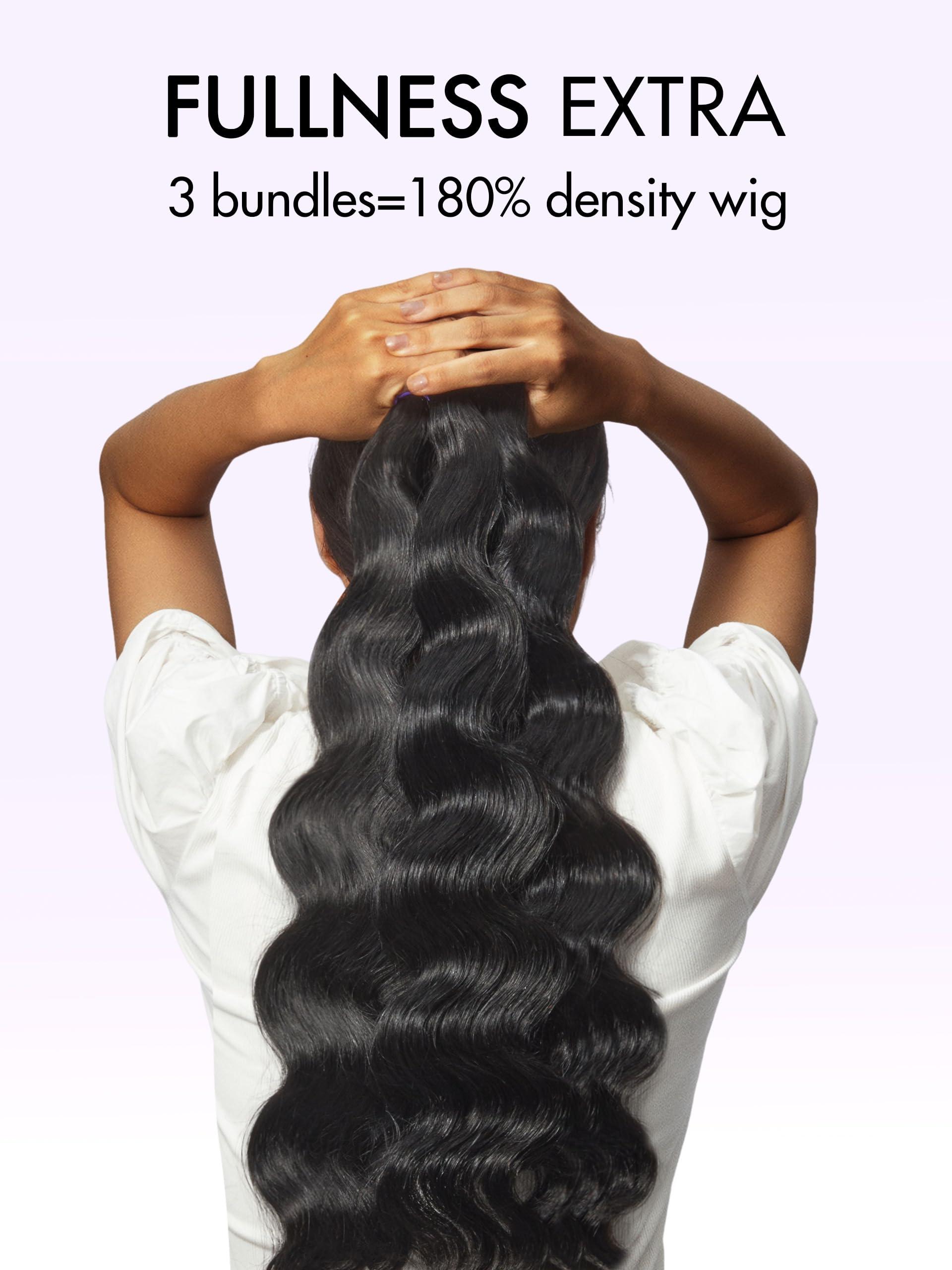 LUVME LUVME Human Hair Bundles 14 16 18 Inch Body Wave Bundles Human Hair 12A 100% Unprocessed Brazilian Virgin Hair Weave 3 Bundles Deals Human Hair Natural Black