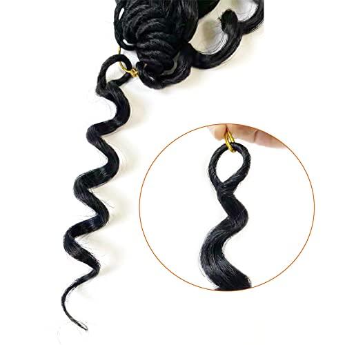 Chicmoi 9 inch Ocean Wave Crochet Hair for Black Women Short Wavy Crochet Braids 126 Roots Pre Looped Deep Wave Crochet Hair 7 Packs Natural Black Ocean Wave Crochet Hair (9 Inch, 1B)