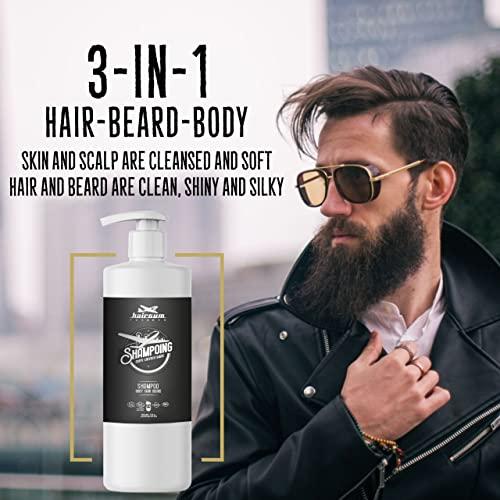 Hairgum Hairgum Mens Hair & Beard Shampoo - All In One Hair Shampoo For Men - Beard and Mustache Hair Moisturizing Mens Shampoo - Cleansing Hair and Beard Shampoo with Shea Oil (31 oz)