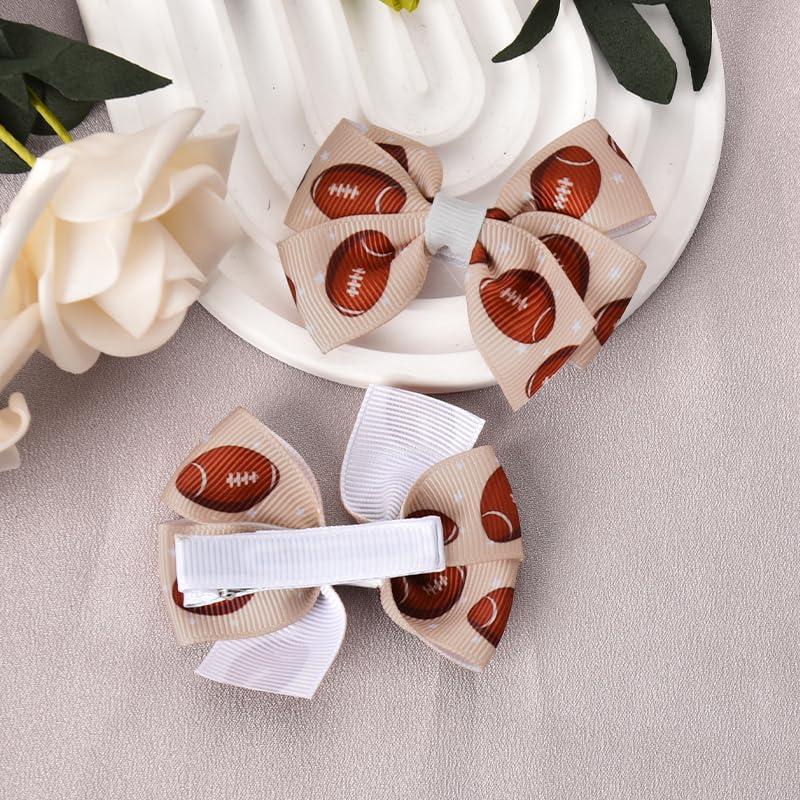 MXXGMYJ Football Cheer Bows for Hair Bow Clips for Women Bowknot Hair Barrettes for Girls Football Hair Clip for Kids Football Mom Bow Hair Accessories for Teens Football Hair Bows for Teenager Girls 2Pcs