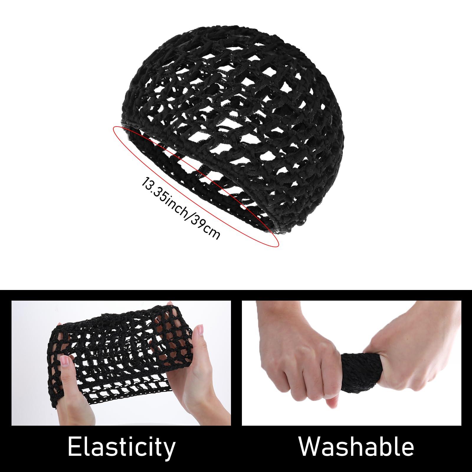 WLLHYF WLLHYF Hair Net Wrap For Sleep 2 PCS Mesh Nets Cap Snoods Cover Sleeping Knit Hairnets Elastic Head Wrap Bathing Shower Caps Wig Hairnet Crochet Sew Weave Press Weaving Braided Bonnet(Black/Purple)