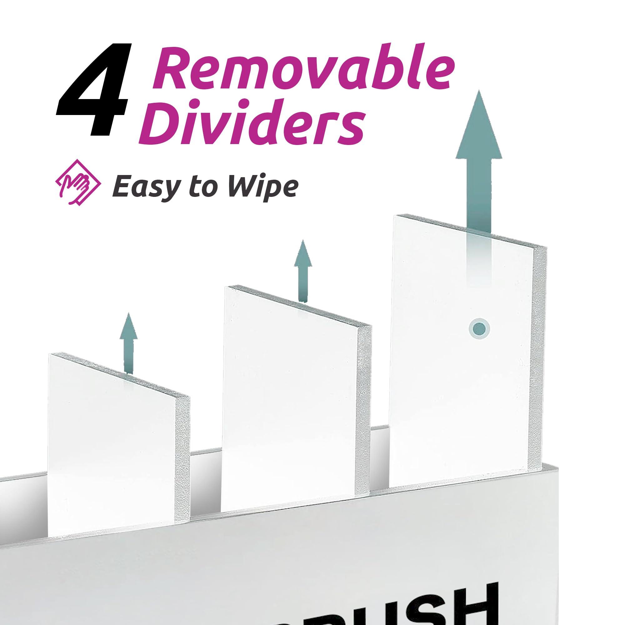 Suli Suli Large Makeup Brush Holder Organizer, Wooden Cosmetic Brushes Storage with 3 Slots, Eyeliners Display Case for Vanity Desktop Bathroom Countertop -White