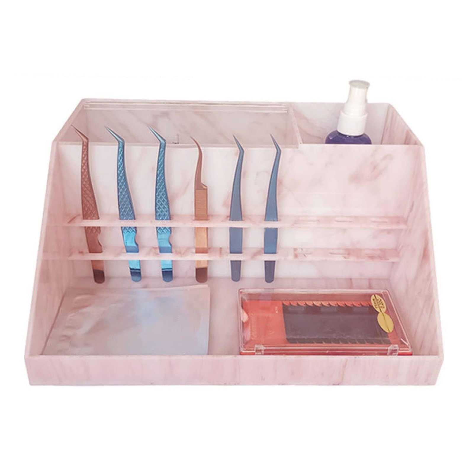 NSXAYIWE Eyelash Beauty Organizer, Dustproof Acrylic Lash Tray with Transparent Flip Cover, Lash Storage Organizer for Grafting Lash Extension, Home Eyelash Salon