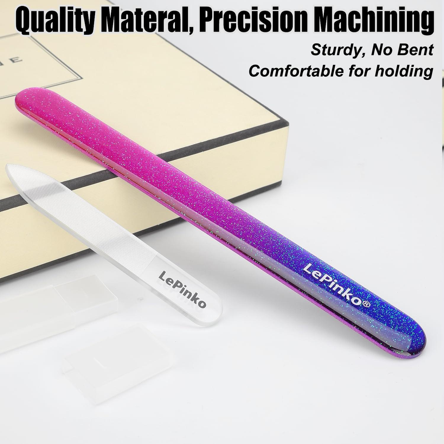 LePinko LePinko Diamond Nail File with Crystal Nail Shiner Set and No Splash Nail Clippers Set