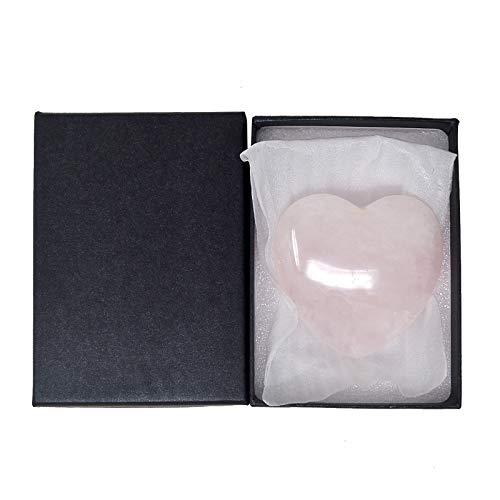fengshuisale Natural Gemstone Scraping Board Pink Crystal Heart for Face, Eye, Neck Skin Care W4303