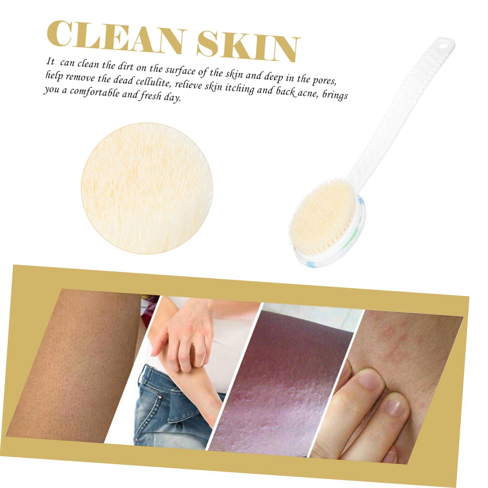 WOONEKY WOONEKY 1pc Bath Brush Bathing Massage Brush Natural Bristle Shower Brush Body Cleaning Brush Shower Cleaning Scrubber Body Brush Cleaner Body Scrubber Bath Scrubber Water Dipper Nylon Fur